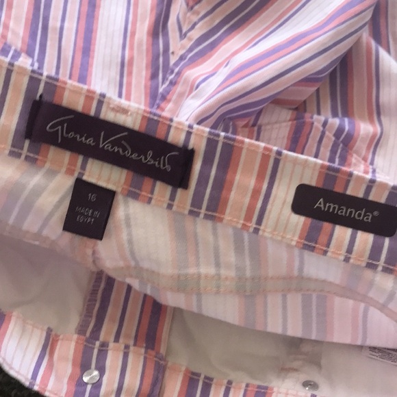NWT Gloria Vanderbilt ribbon pink stripe Amanda Capris - Picture 7 of 8